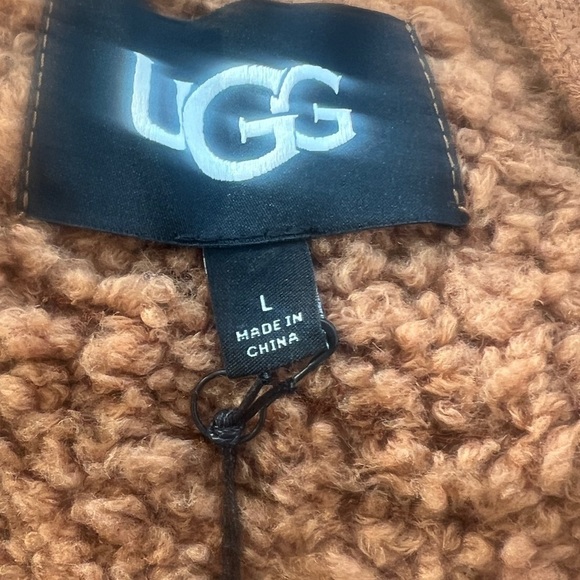 NWT UGG Sz L Dreeann Soft Plush Fleece Wool Blend V-Neck Teddy Bear Long Sleeve - Picture 10 of 16